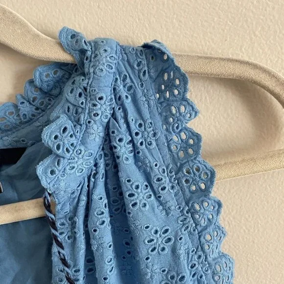 Hatley Women S Blue Eyelet Cotton Tasseled Sleeveless Tiered Emma Maxi Dress - Picture 7 of 12